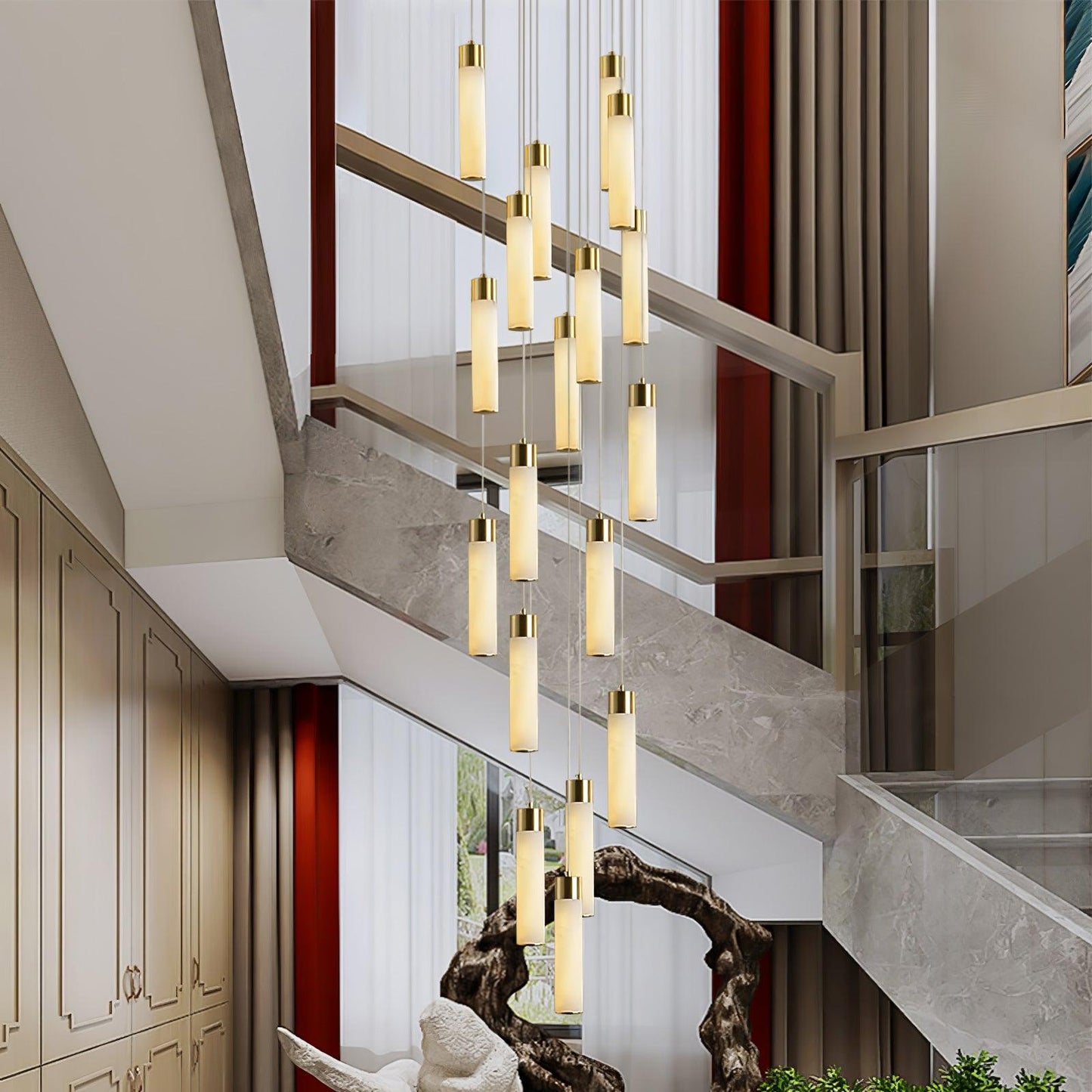 Celestial Alabaster Cascade Chandelier - Elegant Design, Adjustable He