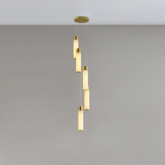 Celestial Alabaster Cascade Chandelier - Elegant Design, Adjustable He