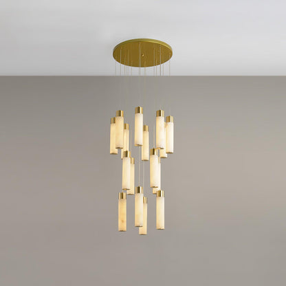 Celestial Alabaster Cascade Chandelier - Elegant Design, Adjustable He