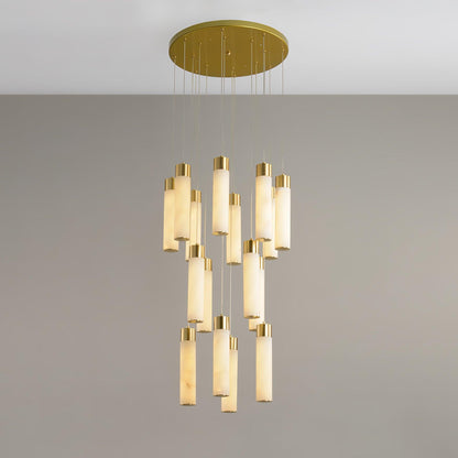 Celestial Alabaster Cascade Chandelier - Elegant Design, Adjustable He