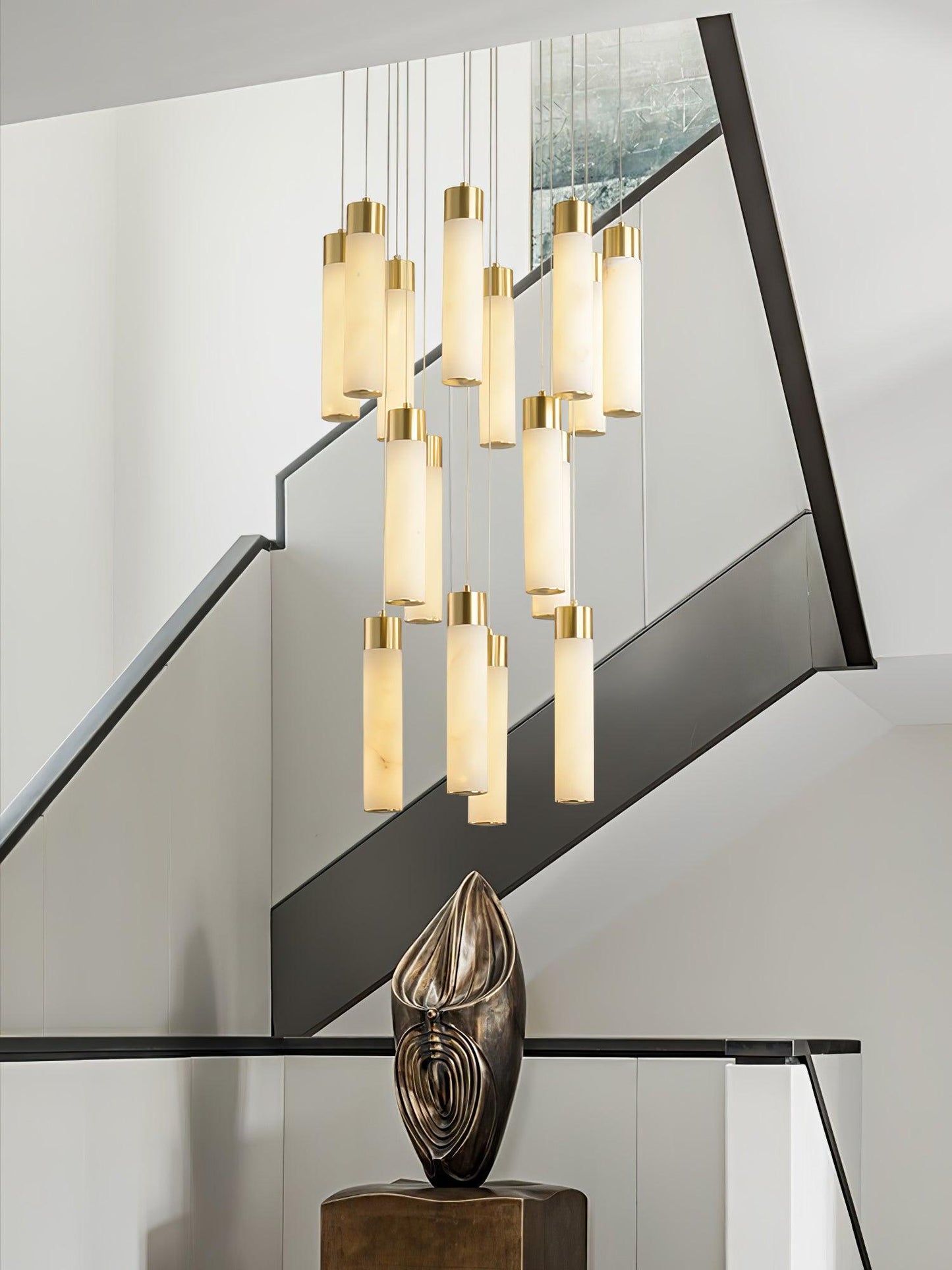 Celestial Alabaster Cascade Chandelier - Elegant Design, Adjustable He