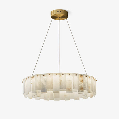 Celestial Alabaster Round Chandelier - Elegant Design & Dimmable Light