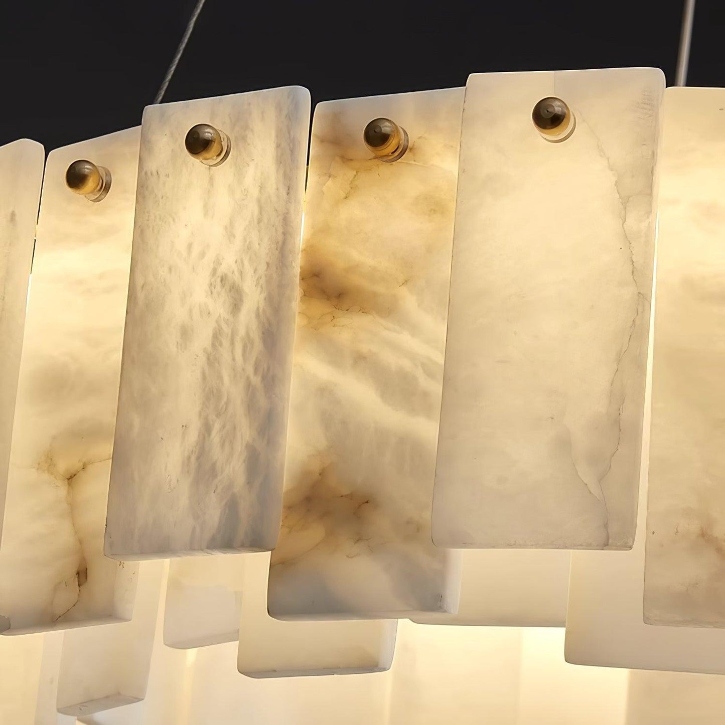 Celestial Alabaster Round Chandelier - Elegant Design & Dimmable Light