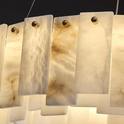 Celestial Alabaster Round Chandelier - Elegant Design & Dimmable Light