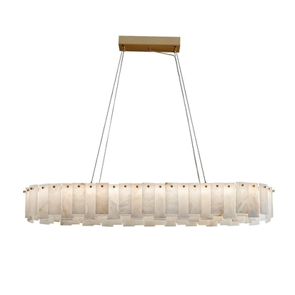 Celestial Alabaster Round Chandelier - Elegant Design & Dimmable Light