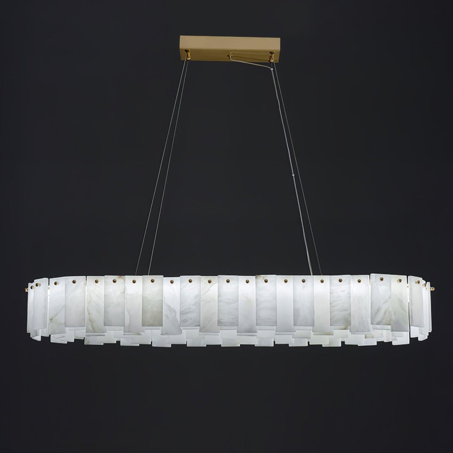 Celestial Alabaster Round Chandelier - Elegant Design & Dimmable Light