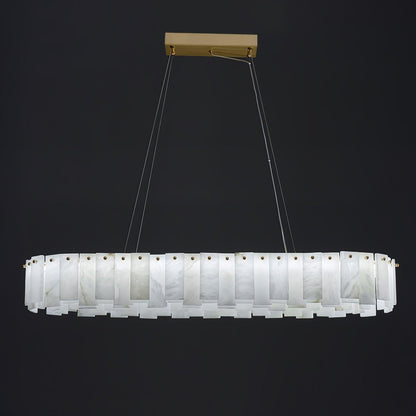 Celestial Alabaster Round Chandelier - Elegant Design & Dimmable Light