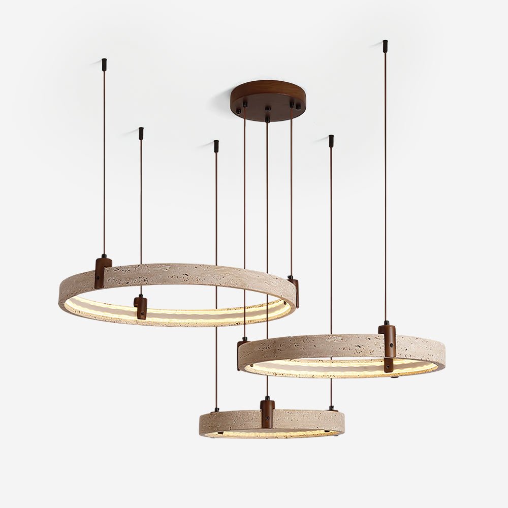 Celestial Orbit Travertine Chandelier - Elegant Design, Adjustable Hei