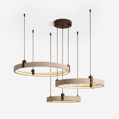 Celestial Orbit Travertine Chandelier - Elegant Design, Adjustable Hei