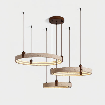 Celestial Orbit Travertine Chandelier - Elegant Design, Adjustable Hei