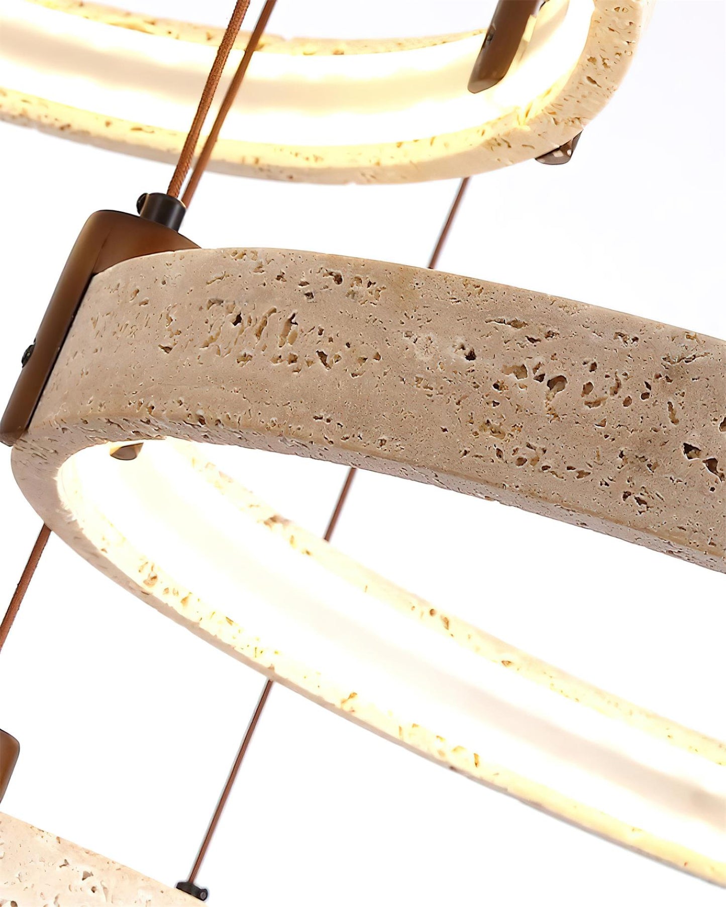 Celestial Orbit Travertine Chandelier - Elegant Design, Adjustable Hei