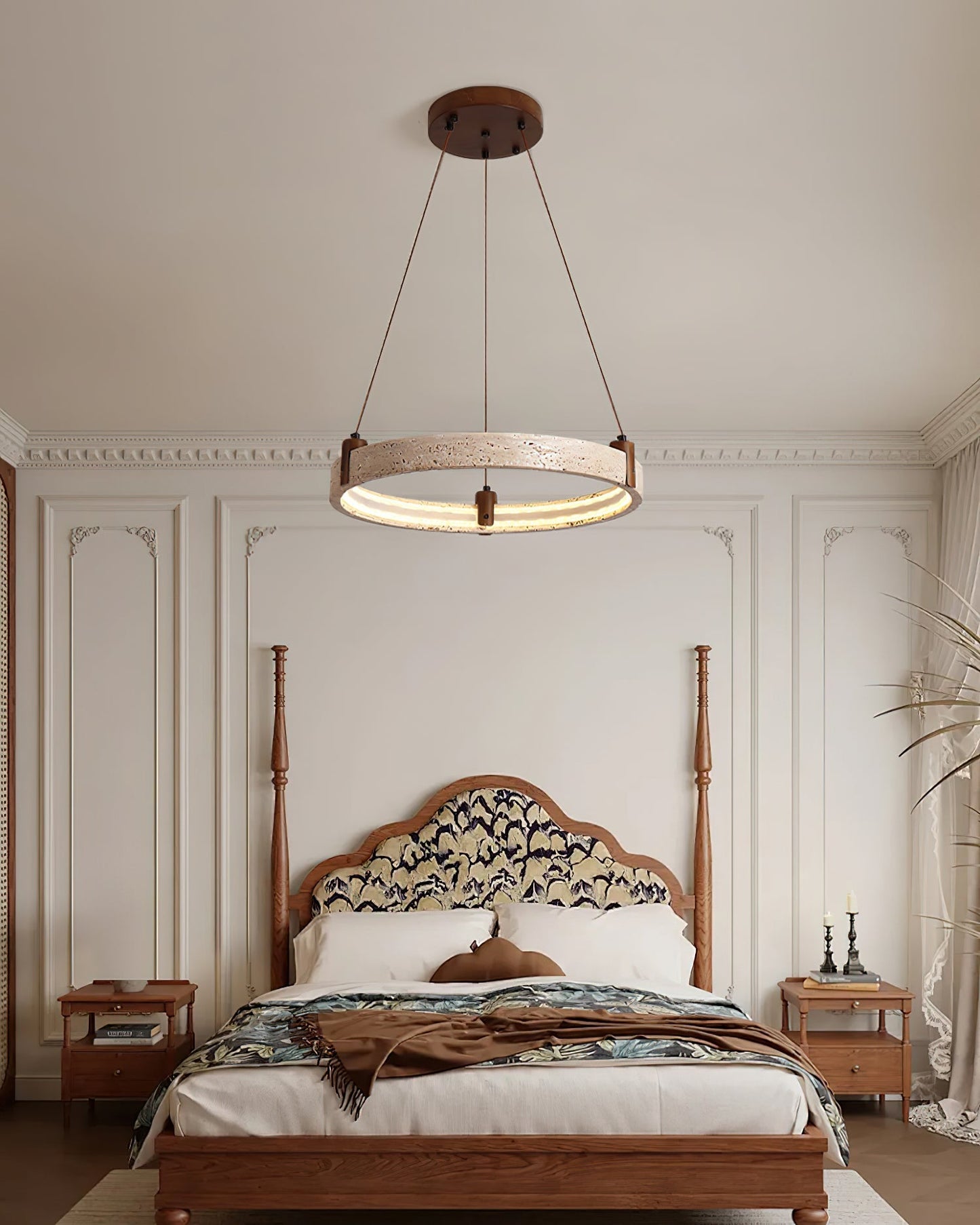 Celestial Orbit Travertine Chandelier - Elegant Design, Adjustable Hei