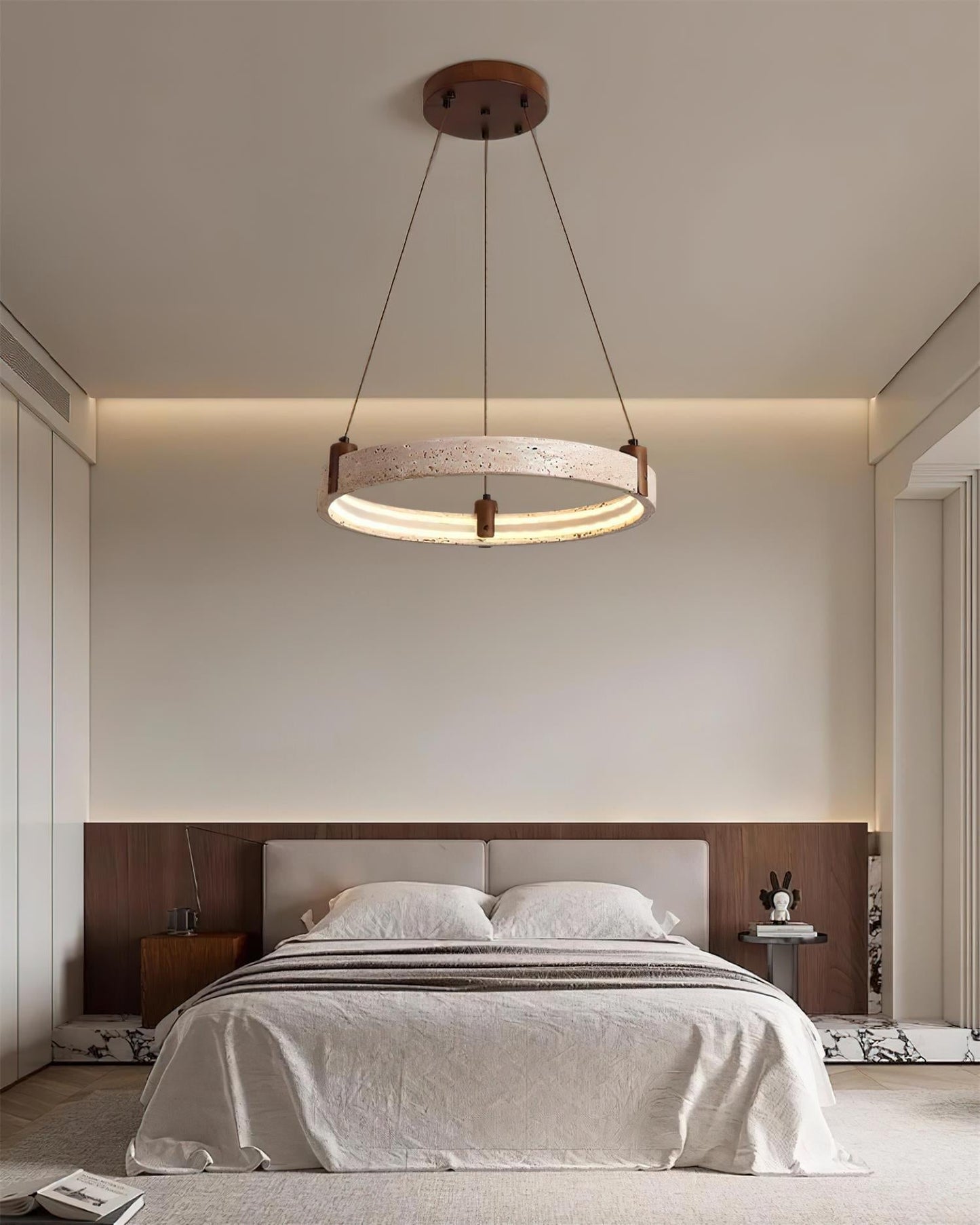 Celestial Orbit Travertine Chandelier - Elegant Design, Adjustable Hei