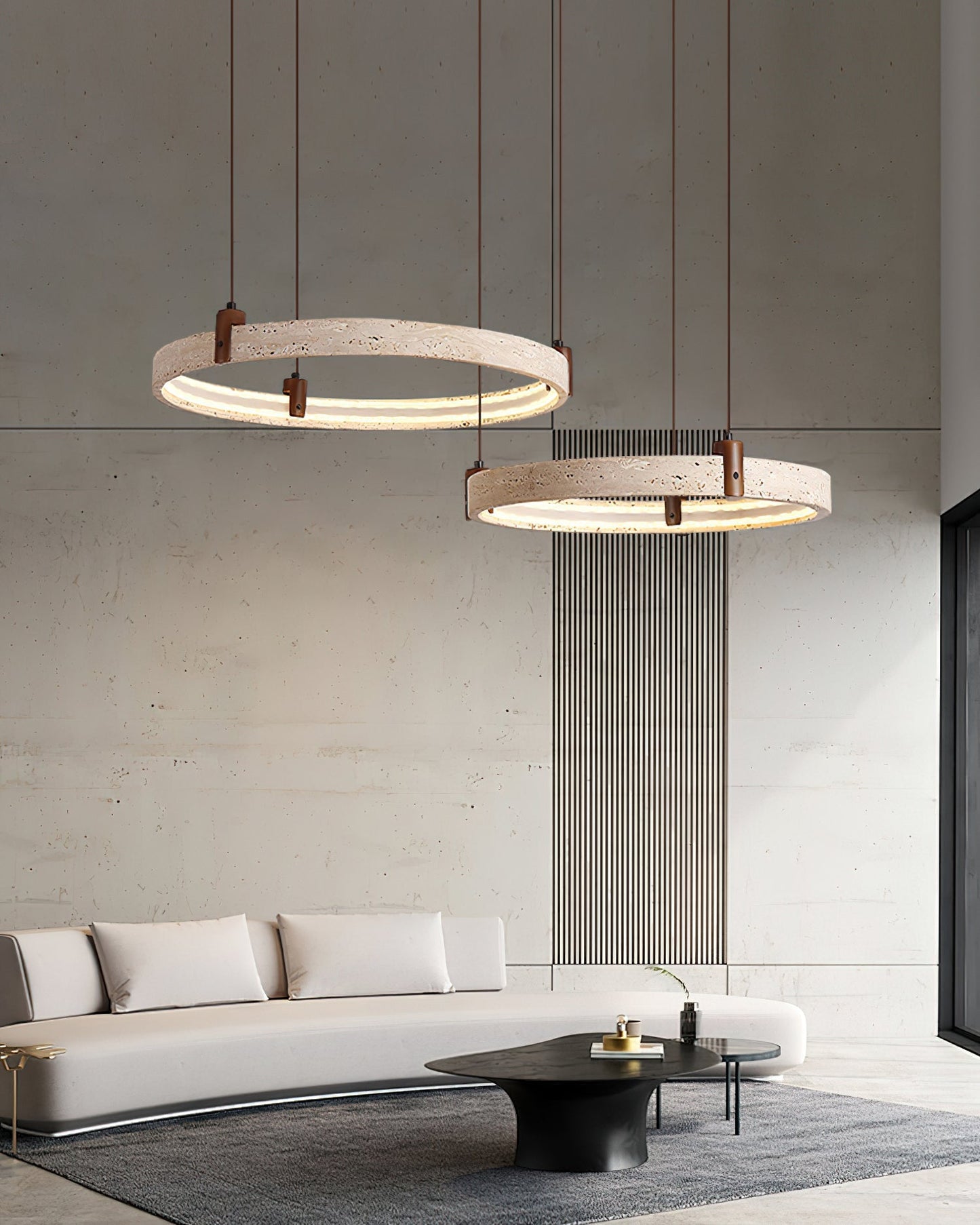 Celestial Orbit Travertine Chandelier - Elegant Design, Adjustable Hei
