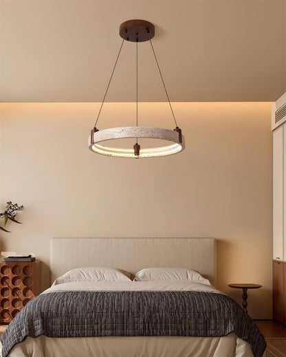 Celestial Orbit Travertine Chandelier - Elegant Design, Adjustable Hei
