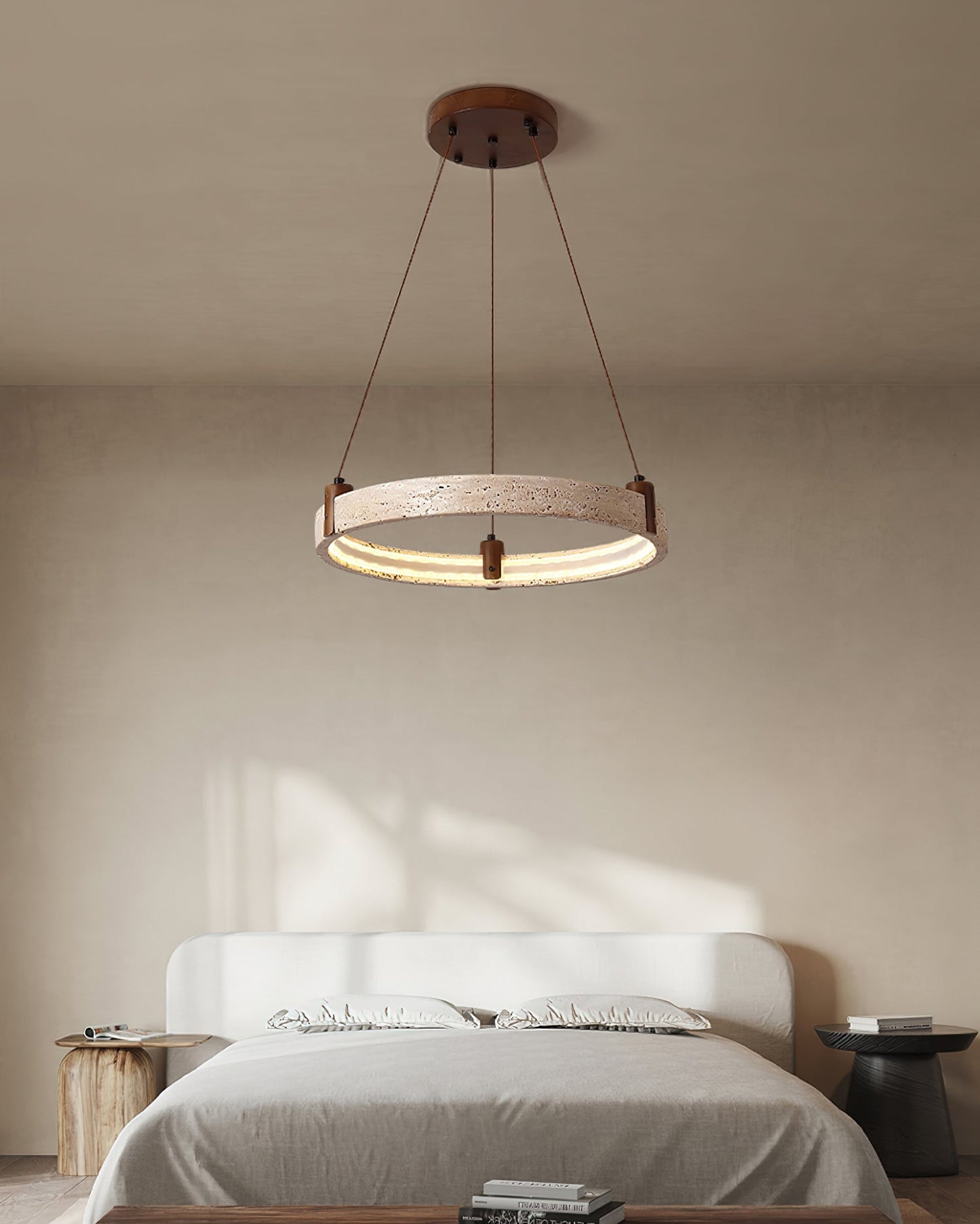 Celestial Orbit Travertine Chandelier - Elegant Design, Adjustable Hei