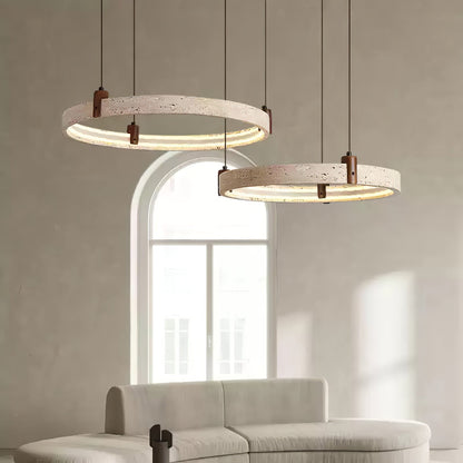 Celestial Orbit Travertine Chandelier - Elegant Design, Adjustable Hei