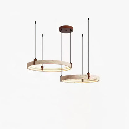 Celestial Orbit Travertine Chandelier - Elegant Design, Adjustable Hei