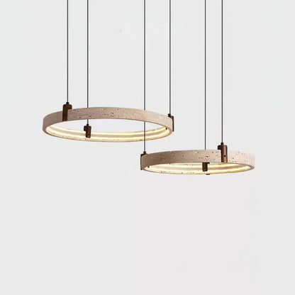 Celestial Orbit Travertine Chandelier - Elegant Design, Adjustable Hei