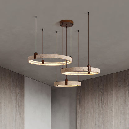 Celestial Orbit Travertine Chandelier - Elegant Design, Adjustable Hei
