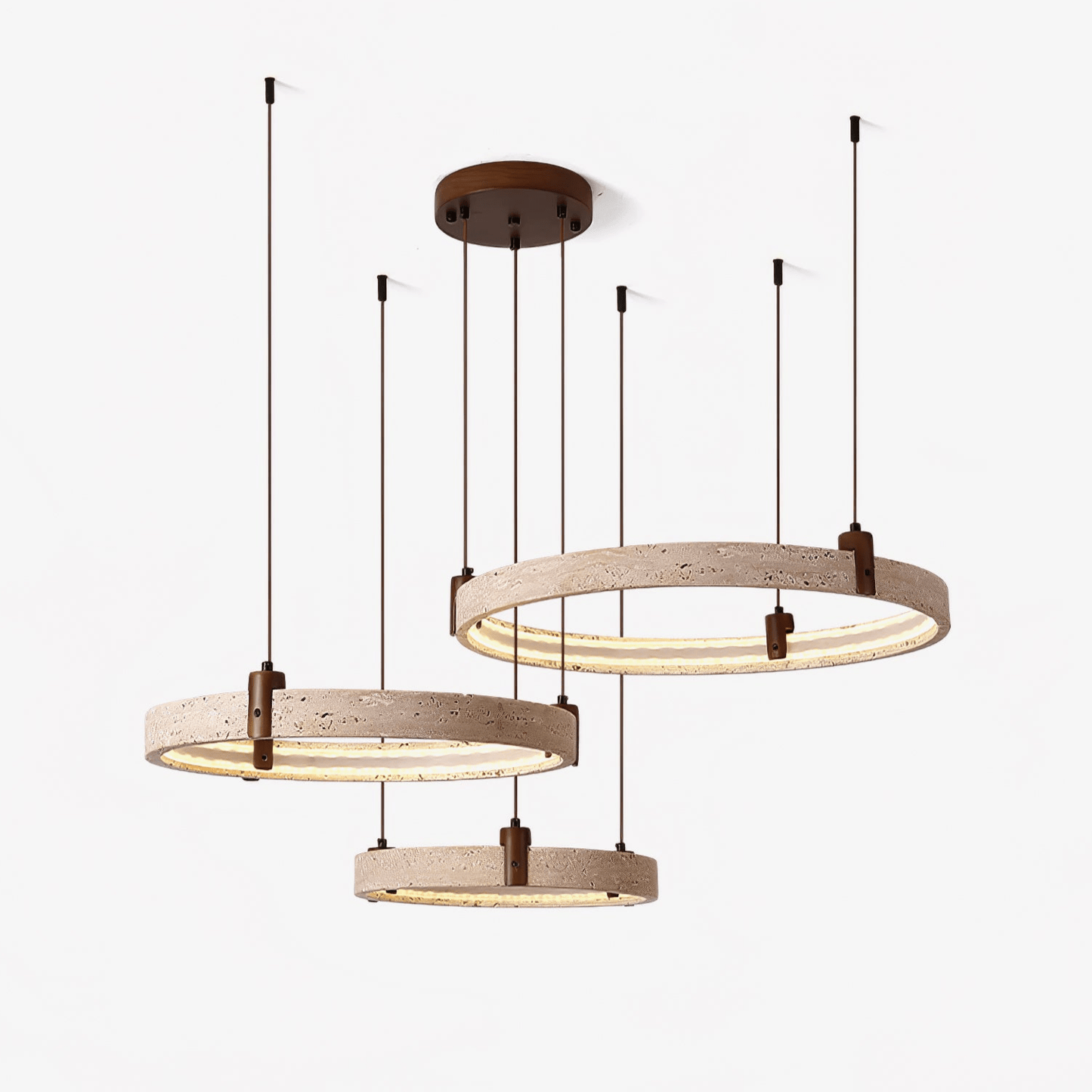 Celestial Orbit Travertine Chandelier - Elegant Design, Adjustable Hei