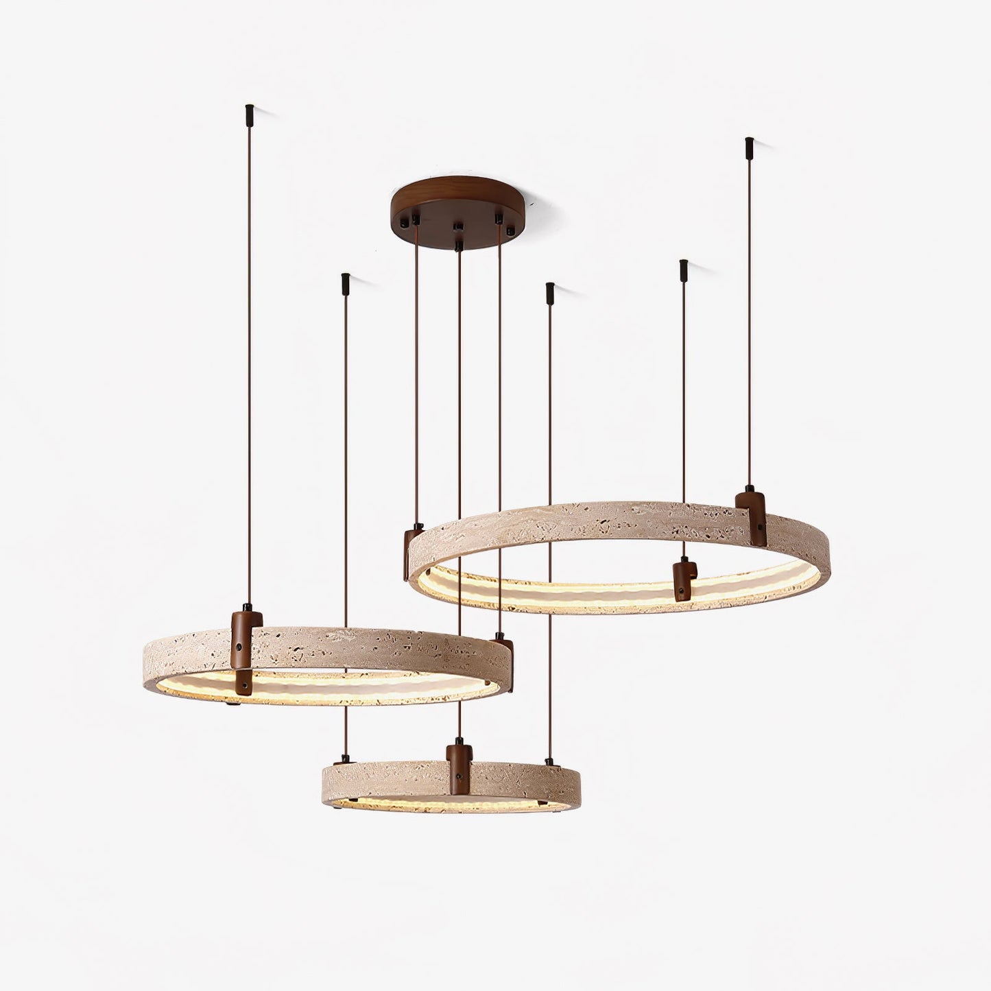 Celestial Orbit Travertine Chandelier - Elegant Design, Adjustable Hei