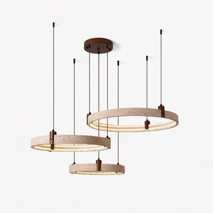 Celestial Orbit Travertine Chandelier - Elegant Design, Adjustable Hei