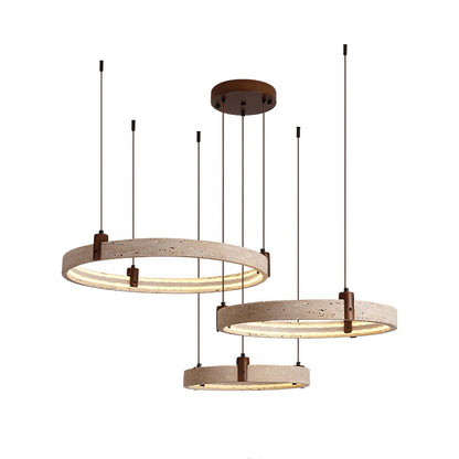 Celestial Orbit Travertine Chandelier - Elegant Design, Adjustable Hei