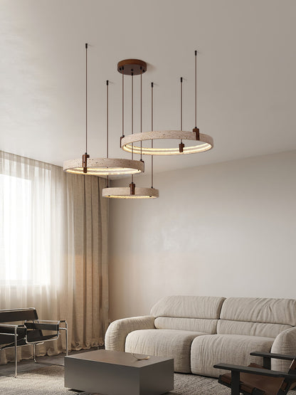 Celestial Orbit Travertine Chandelier - Elegant Design, Adjustable Hei