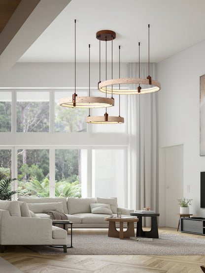 Celestial Orbit Travertine Chandelier - Elegant Design, Adjustable Hei