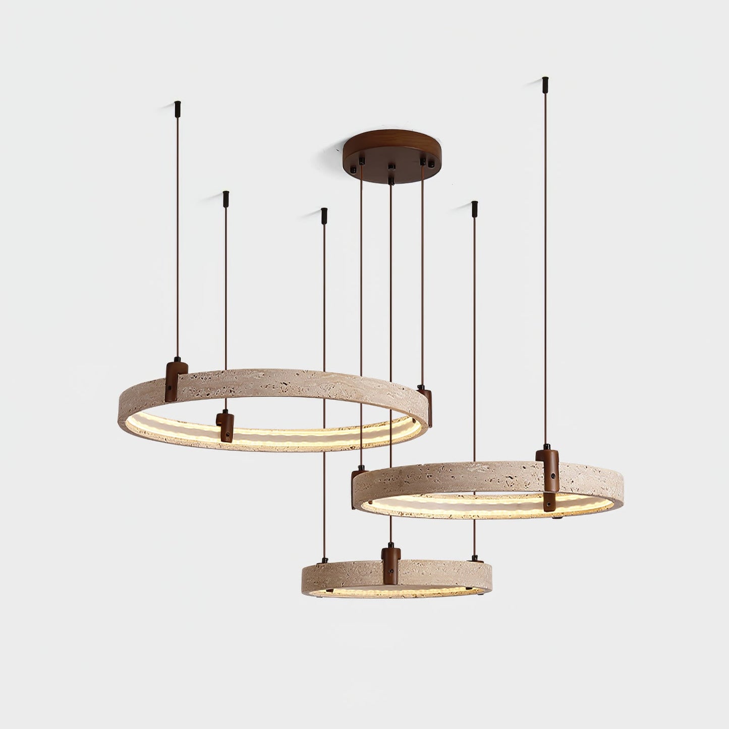 Celestial Orbit Travertine Chandelier - Elegant Design, Adjustable Hei