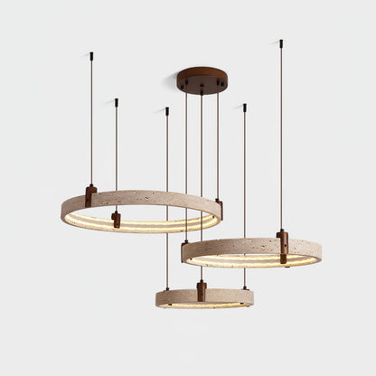 Celestial Orbit Travertine Chandelier - Elegant Design, Adjustable Hei