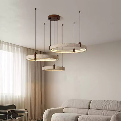 Celestial Orbit Travertine Chandelier - Elegant Design, Adjustable Hei