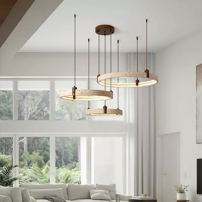 Celestial Orbit Travertine Chandelier - Elegant Design, Adjustable Hei