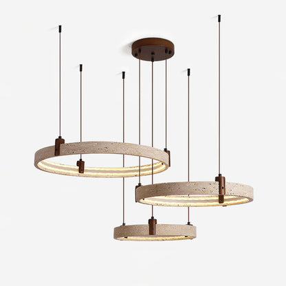 Celestial Orbit Travertine Chandelier - Elegant Design, Adjustable Hei