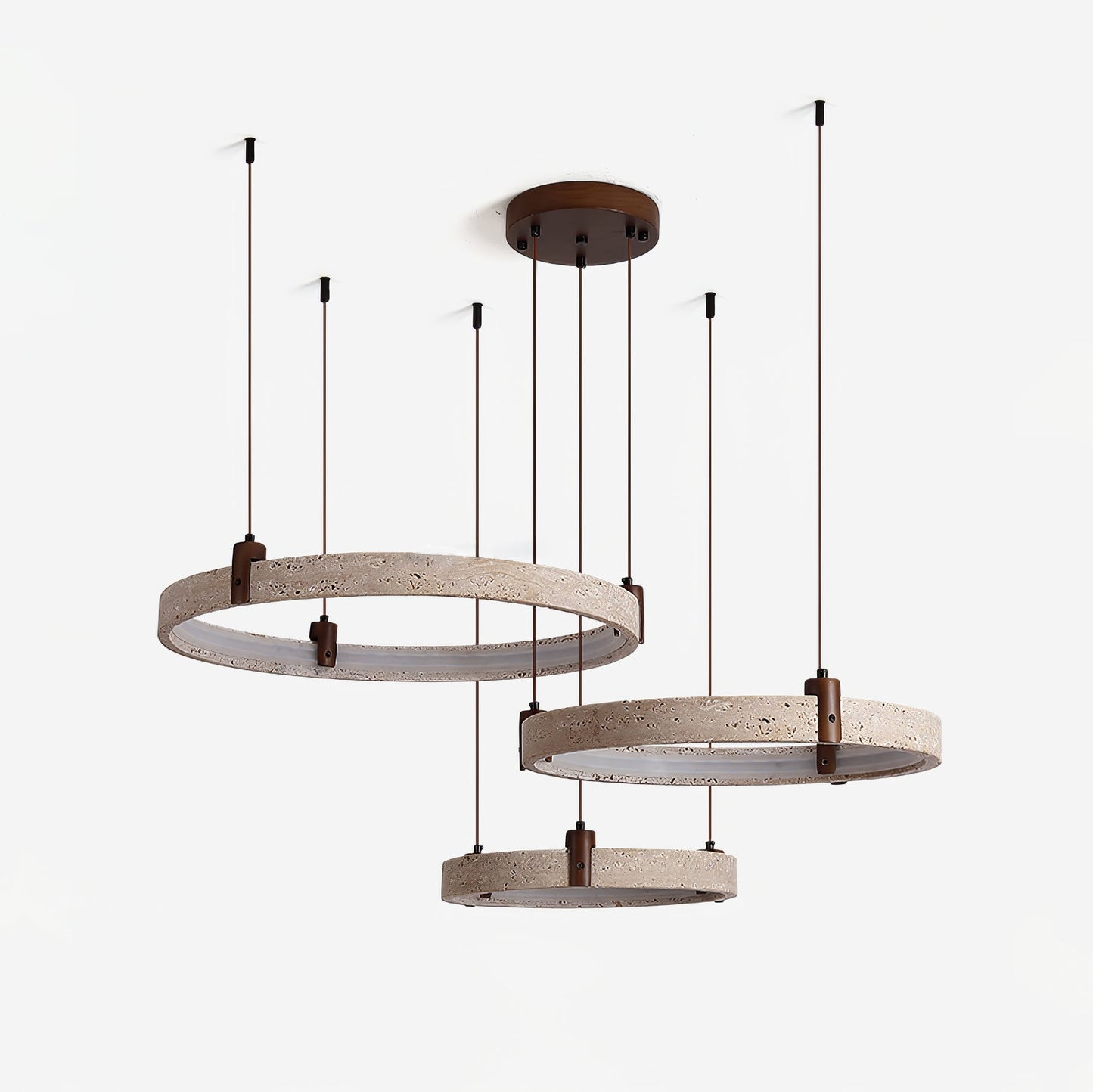Celestial Orbit Travertine Chandelier - Elegant Design, Adjustable Hei