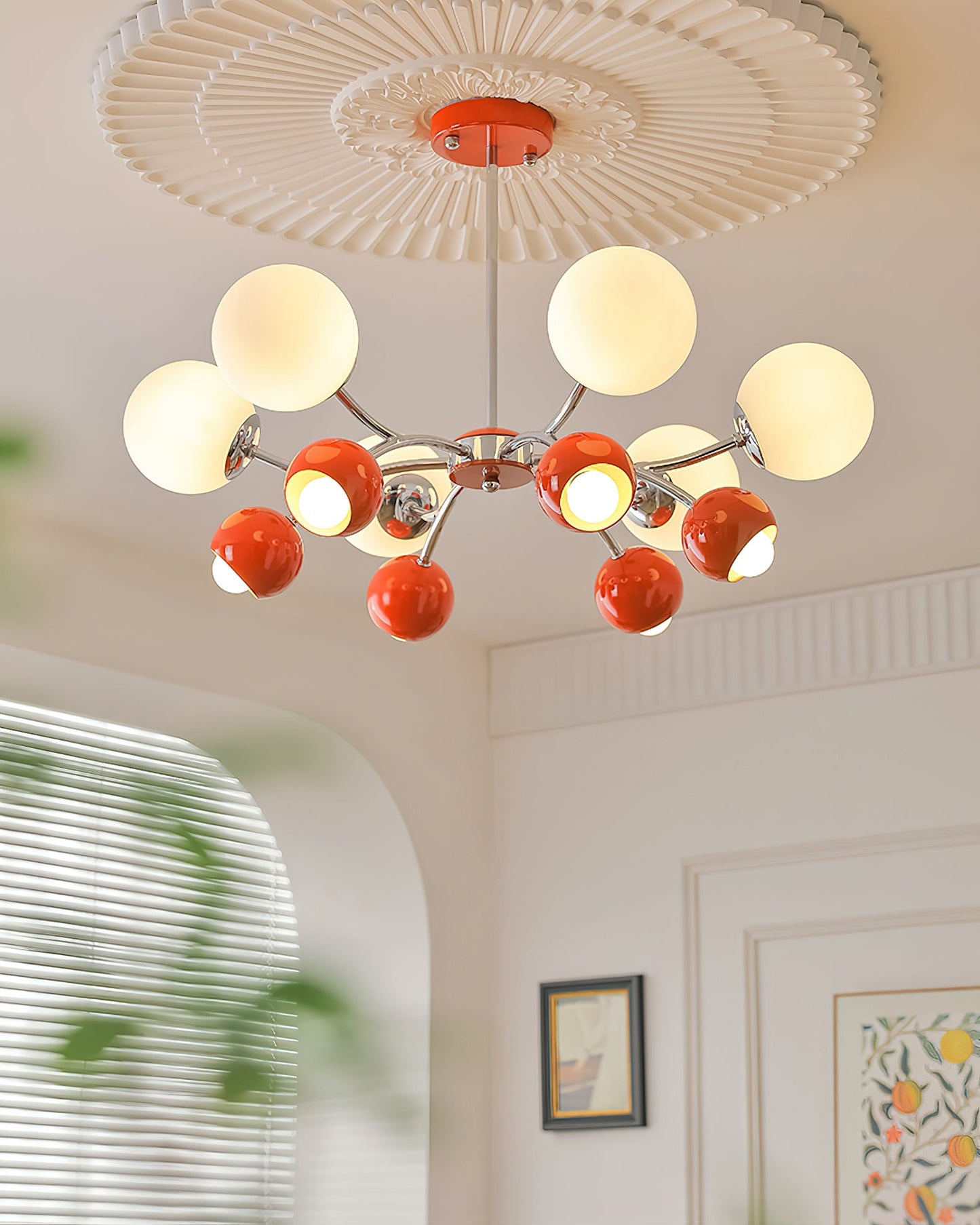 Celestial Spheres Chandelier - Elegant Design with Adjustable Height &