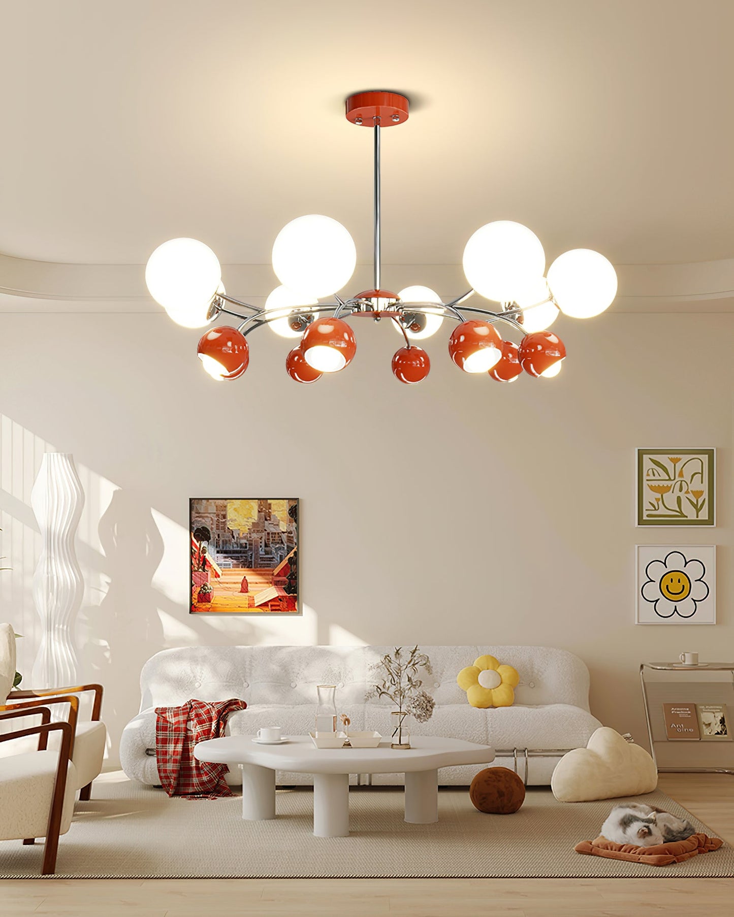 Celestial Spheres Chandelier - Elegant Design with Adjustable Height &