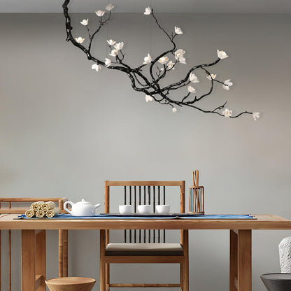 Elegant Ceramic Flower Chandelier - Adjustable Height, Soft Lighting