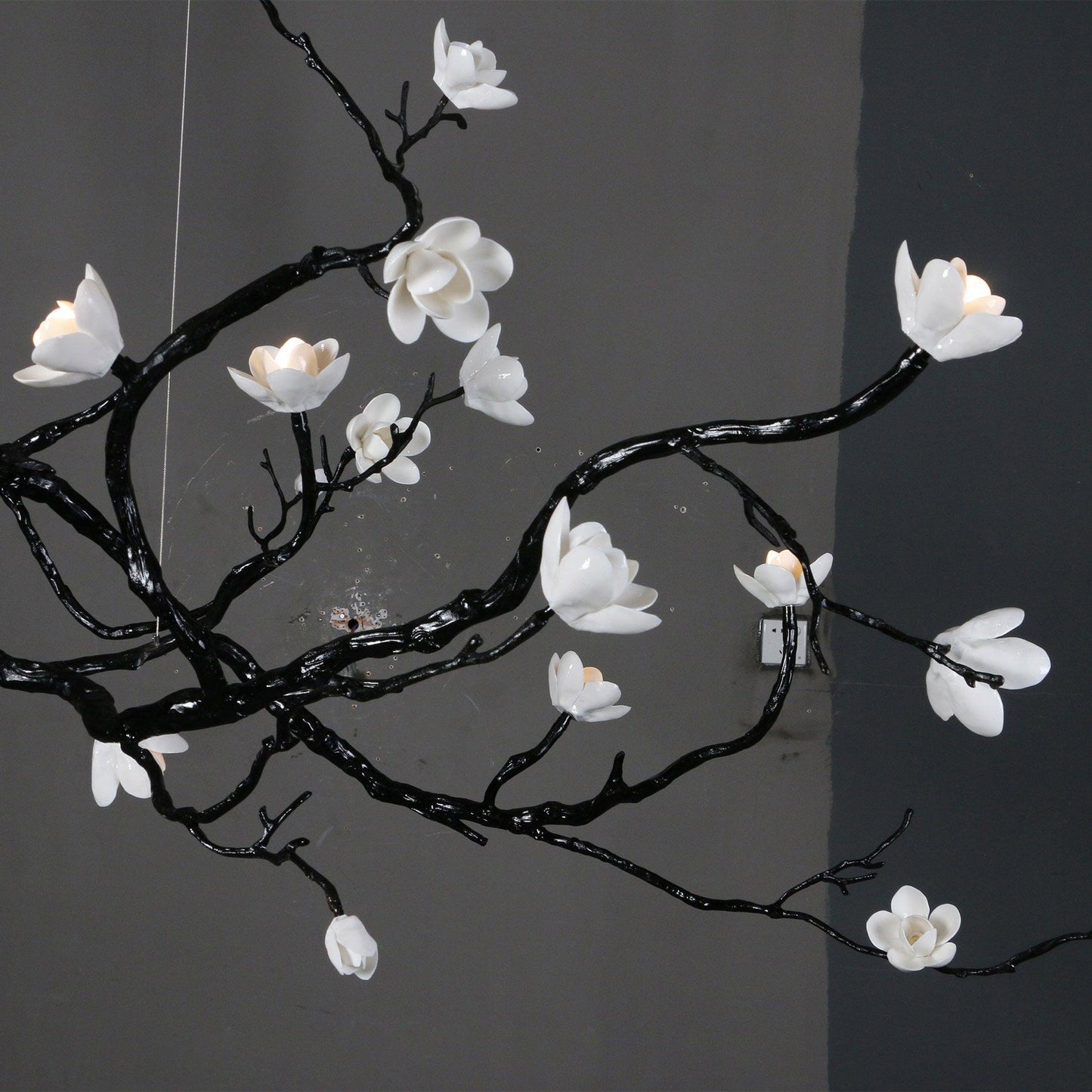 Elegant Ceramic Flower Chandelier - Adjustable Height, Soft Lighting