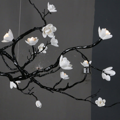 Elegant Ceramic Flower Chandelier - Adjustable Height, Soft Lighting
