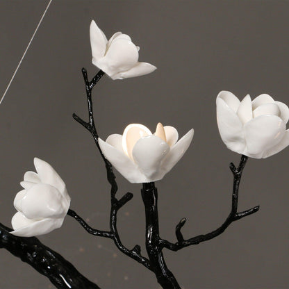 Elegant Ceramic Flower Chandelier - Adjustable Height, Soft Lighting