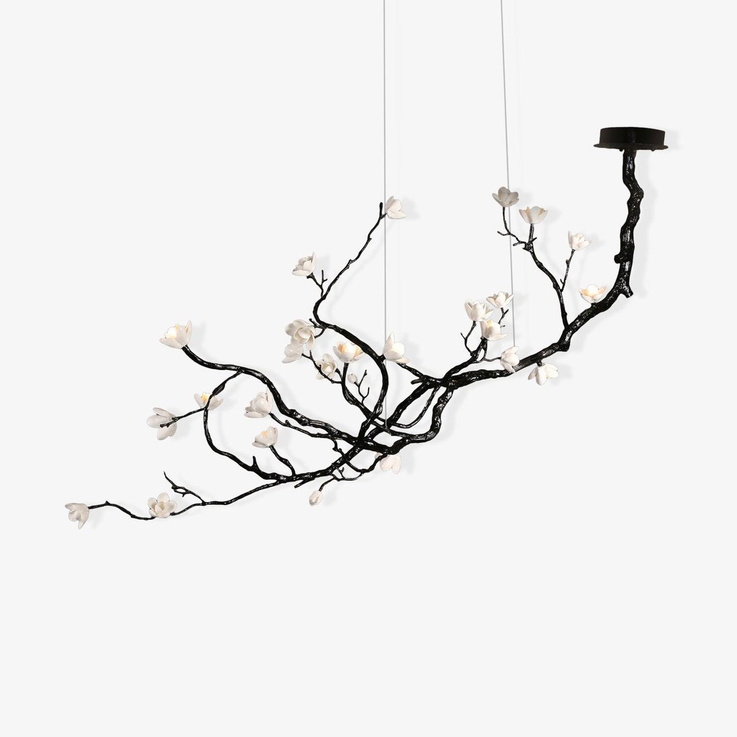 Elegant Ceramic Flower Chandelier - Adjustable Height, Soft Lighting