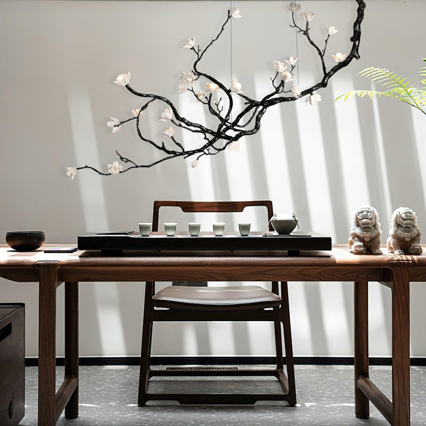 Elegant Ceramic Flower Chandelier - Adjustable Height, Soft Lighting