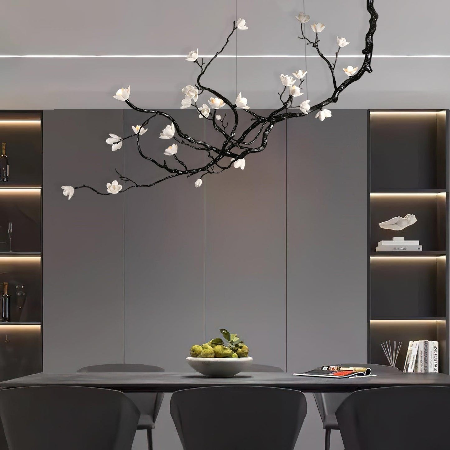Elegant Ceramic Flower Chandelier - Adjustable Height, Soft Lighting