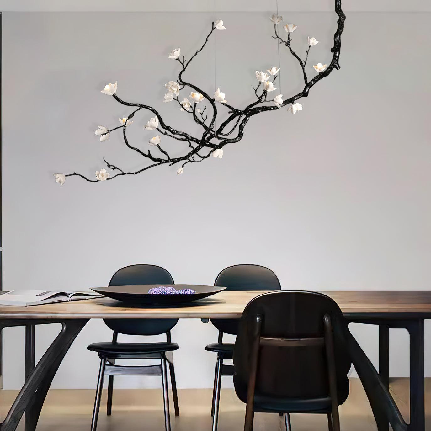 Elegant Ceramic Flower Chandelier - Adjustable Height, Soft Lighting
