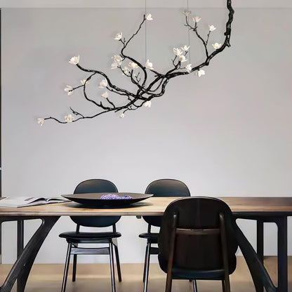 Elegant Ceramic Flower Chandelier - Adjustable Height, Soft Lighting