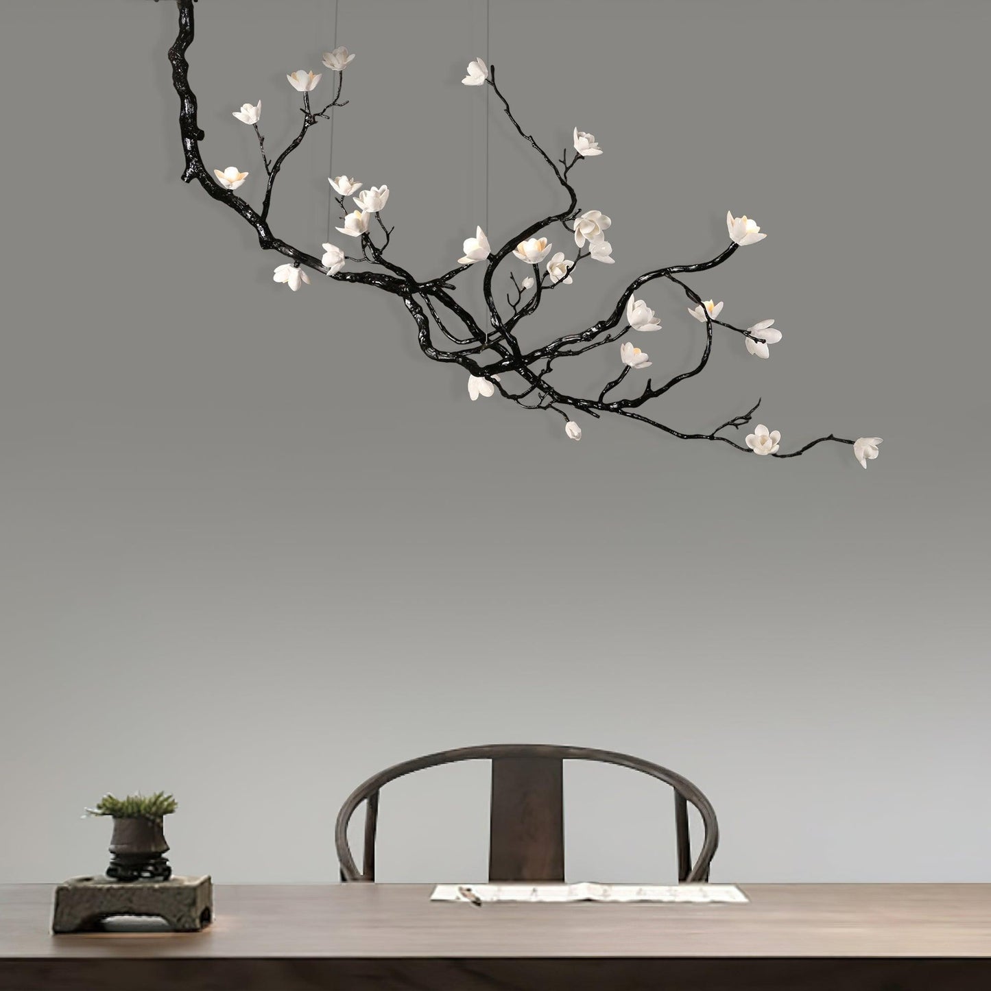 Elegant Ceramic Flower Chandelier - Adjustable Height, Soft Lighting