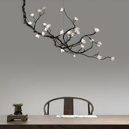 Elegant Ceramic Flower Chandelier - Adjustable Height, Soft Lighting