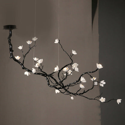 Elegant Ceramic Flower Chandelier - Adjustable Height, Soft Lighting